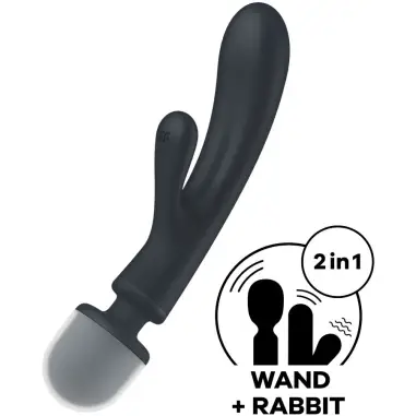 SATISFYER - TRIPLE LOVER MASAJEADOR VIBRADOR RABBIT GRIS 