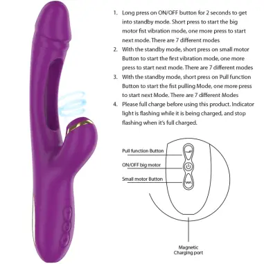 INTENSE - ATENEO VIBRADOR MULTIFUNCIÓN RECARGABLE 7 VIBRACIÓNES CON LENGUA OSCILANTE Y SUCCIONADOR MORADO 