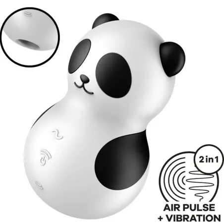 SATISFYER - POCKET PANDA ESTIMULADOR & VIBRADOR BLANCO Y NEGRO 