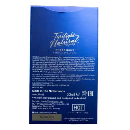 HOT - TWILIGHT SPRAY NATURAL CON FEROMONAS HOMBRE 50 ML Perfumes Feromonas Masculinas