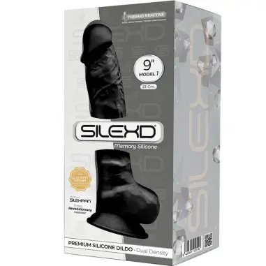 SILEXD - MODELO 1 PENE REALÍSTICO SILICONA PREMIUM SILEXPAN NEGRO 23 CM Penes realísticos