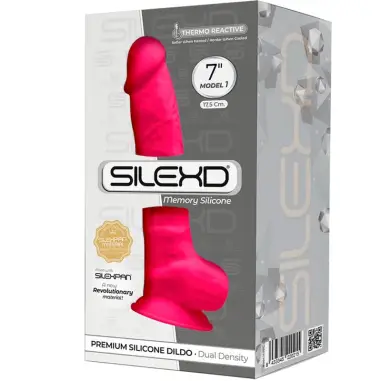 SILEXD - MODELO 1 PENE REALÍSTICO SILICONA PREMIUM SILEXPAN FUCSIA 17.5 CM Penes realísticos