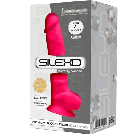 SILEXD - MODELO 1 PENE REALÍSTICO SILICONA PREMIUM SILEXPAN FUCSIA 17.5 CM Penes realísticos
