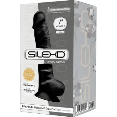 SILEXD - MODELO 1 PENE REALÍSTICO SILICONA PREMIUM SILEXPAN NEGRO 17.5 CM Penes realísticos