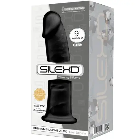 SILEXD - MODELO 2 PENE REALÍSTICO SILICONA PREMIUM SILEXPAN NEGRO 23 CM Penes realísticos