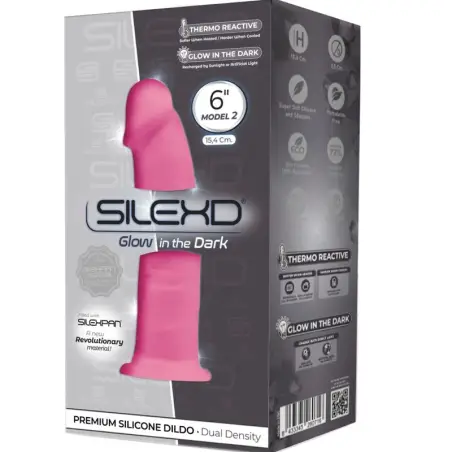 SILEXD - MODELO 2 PENE REALÍSTICO SILICONA PREMIUM SILEXPAN ROSA FLUORESCENTE 15 CM Penes realísticos