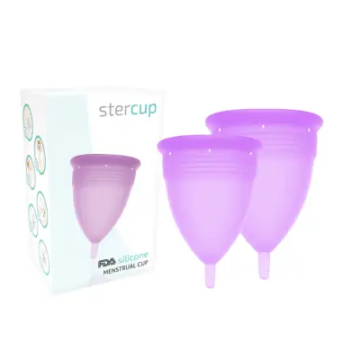 STERCUP - PACK COPA MENSTRUAL SILICONA FDA TALLA S + L LILA Copas vaginales