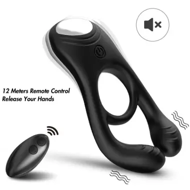 ARMONY - VEYRON ANILLO VIBRADOR DOBLE PINZA CONTROL REMOTO NEGRO Anillos con Vibración