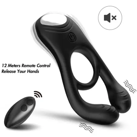 ARMONY - VEYRON ANILLO VIBRADOR DOBLE PINZA CONTROL REMOTO NEGRO Anillos con Vibración