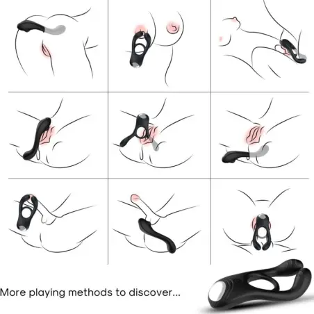 ARMONY - VEYRON ANILLO VIBRADOR DOBLE PINZA CONTROL REMOTO NEGRO Anillos con Vibración