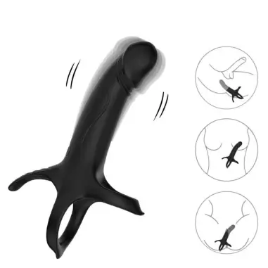 ARMONY - DILDO CON ANILLO & VIBRADOR CONTROL REMOTO NEGRO Anillos con Vibración