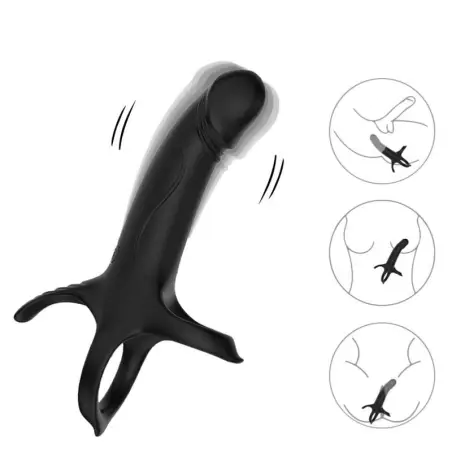 ARMONY - DILDO CON ANILLO & VIBRADOR CONTROL REMOTO NEGRO Anillos con Vibración