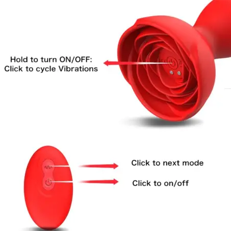 ARMONY - EXTREME A BLOOM ROSA VIBRADOR & PLUG ANAL CONTROL REMOTO ROJO Vibradores Anales