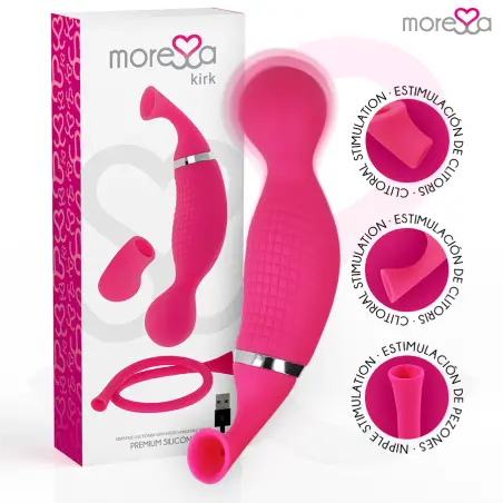 MORESSA - KIRK DUO SUCCIONADOR + MASAJEADOR MULTI PRESTACIONES PREMIUM SILICONE RECARGABLE Estimuladores