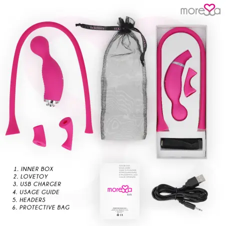 MORESSA - KIRK DUO SUCCIONADOR + MASAJEADOR MULTI PRESTACIONES PREMIUM SILICONE RECARGABLE Estimuladores