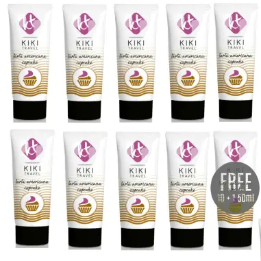 KIKÍ TRAVEL - GEL DESLIZANTE SABOR A TARTA AMERICANA CUPCAKE 50 ML 10 + 1 GRATIS Kits Lubricantes