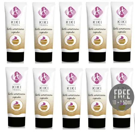 KIKÍ TRAVEL - GEL DESLIZANTE SABOR A TARTA AMERICANA CUPCAKE 50 ML 10 + 1 GRATIS Kits Lubricantes