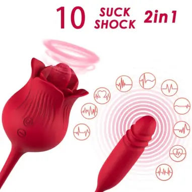 ARMONY - ROSELIP ESTIMULADOR CLITORIS CON LENGUA 10 MODOS & VIBRADOR ROJO Succionadores con vibración
