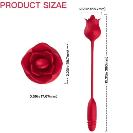 ARMONY - ROSELIP ESTIMULADOR CLITORIS CON LENGUA 10 MODOS & VIBRADOR ROJO Succionadores con vibración