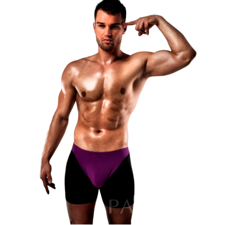 PASSION - BOXER 009 LILA/ NEGRO EROTIC LINGERIE S/M PASSION MEN