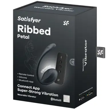 Ribbed Petal Estimulador Punto G Control Remoto Negro APP