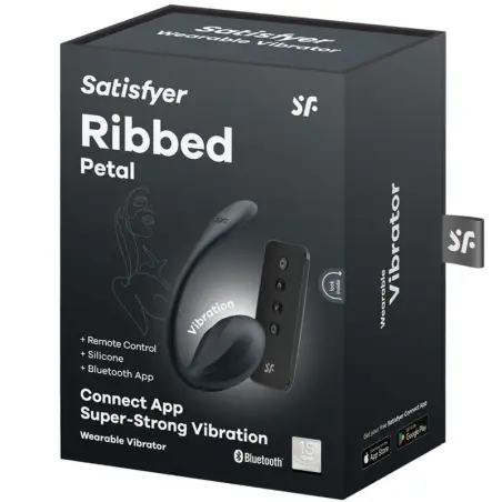 Ribbed Petal Estimulador Punto G Control Remoto Negro APP