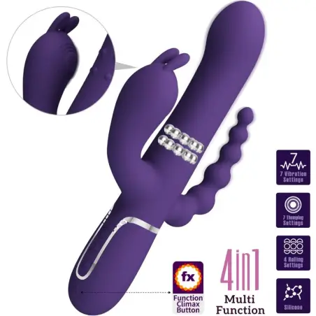 Cammy Triple Vibrador Multifunción 4 en 1 Morado - Silicona