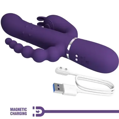 Cammy Triple Vibrador Multifunción 4 en 1 Morado - Silicona
