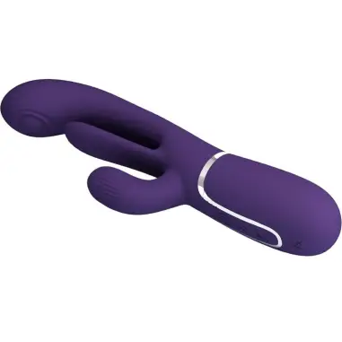Shania Triple Vibrador Rabbit Multifunción Morado - Silicona
