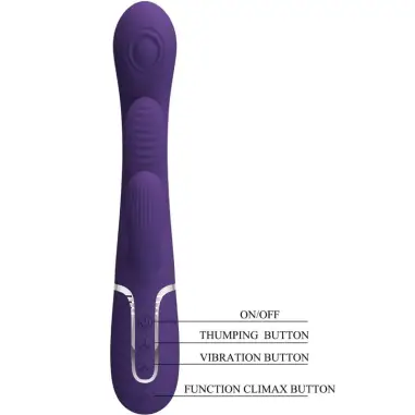 Shania Triple Vibrador Rabbit Multifunción Morado - Silicona