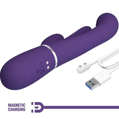 Shania Triple Vibrador Rabbit Multifunción Morado - Silicona