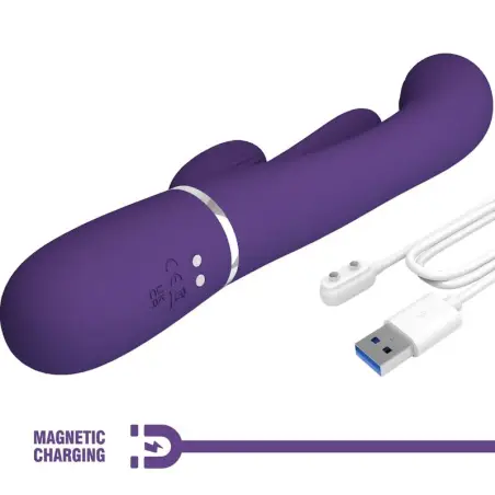 Shania Triple Vibrador Rabbit Multifunción Morado - Silicona