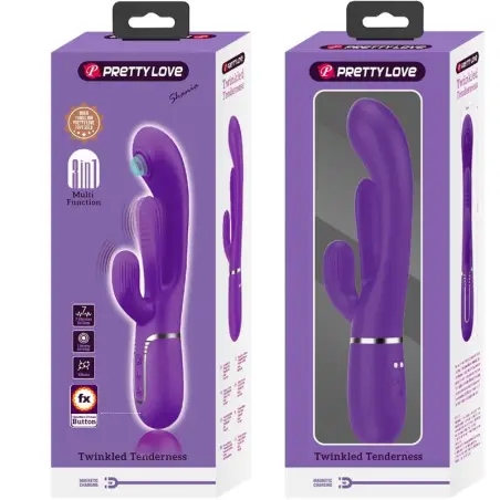 Shania Triple Vibrador Rabbit Multifunción Morado - Silicona