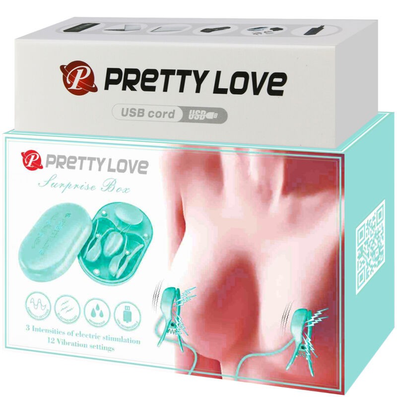 PRETTY LOVE - SURPRISE BOX PINZAS ELECTRO ESTIMULACIÓN AZUL 