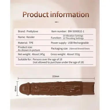 Kessler Dildo Vibrador Realista 10 Modos de Vibración