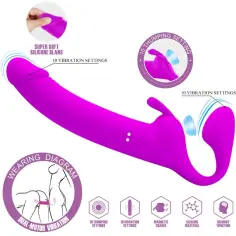 PRETTY LOVE - ZANINI DILDO STRAP-ON SIN ARNÉS 10 VIBRACIONES MORADO 2