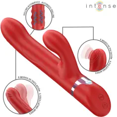 INTENSE - LELE VIBRADOR MULTIFUNCIÓN ROTATORIO & OSCILACIÓN & ESTIMULACIÓN ROJO 2