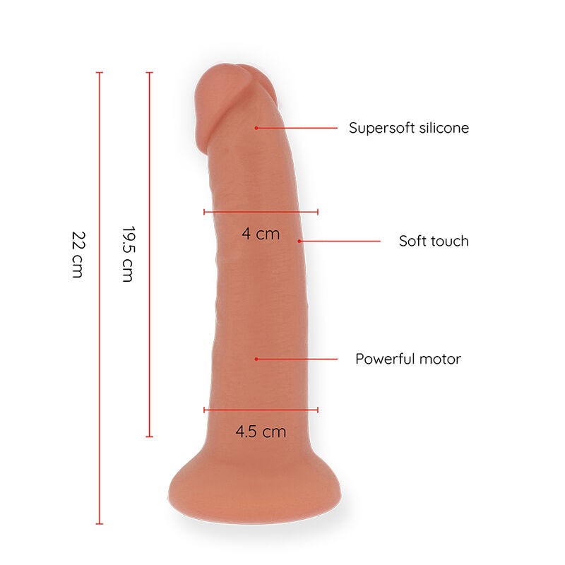 ONINDER - LARGE BOGOTÁ DILDO VIBRADOR 9 VELOCIDADES NATURAL 22 CM -O- 4.5 CM - APP GRATUITA 