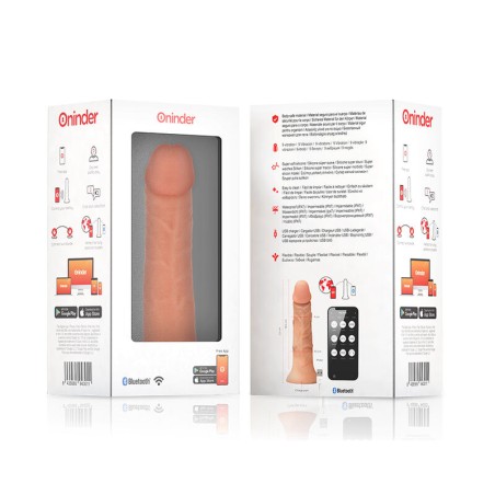 ONINDER - LARGE BOGOTÁ DILDO VIBRADOR 9 VELOCIDADES NATURAL 22 CM -O- 4.5 CM - APP GRATUITA ONINDER