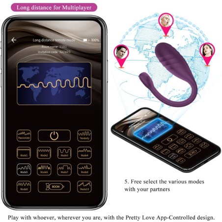 PRETTY LOVE - LEVIATHAN VIBRADOR CONTROLADO POR APP MORADO PRETTY LOVE SMART