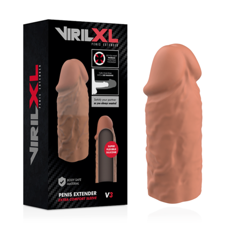 VIRILXL - EXTENSIÓN DE PENE LIQUID SILICONE V3 MARRÓN VIRILXL