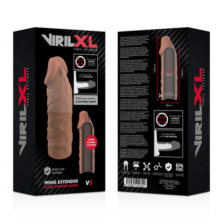 VIRILXL - EXTENSIÓN DE PENE LIQUID SILICONE V5 MARRÓN VIRILXL