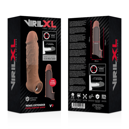 VIRILXL - EXTENSIÓN DE PENE LIQUID SILICONE V9 MARRÓN VIRILXL