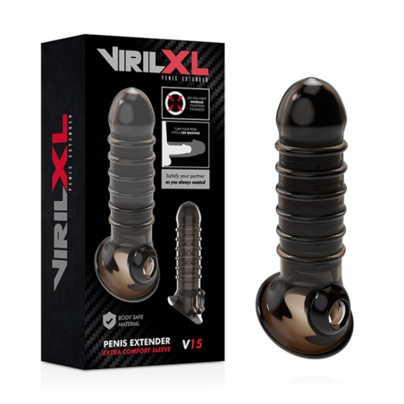 VIRILXL - EXTENSION Y FUNDA DE PENE V15 NEGRO VIRILXL
