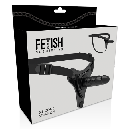 FETISH SUBMISSIVE HARNESS - SILICONA NEGRO REALISTIC 15 CM 