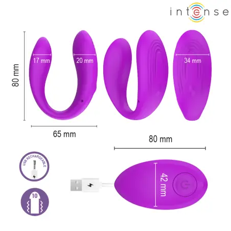 Nora Estimulador de Pinza con Vibración Morado | Intense