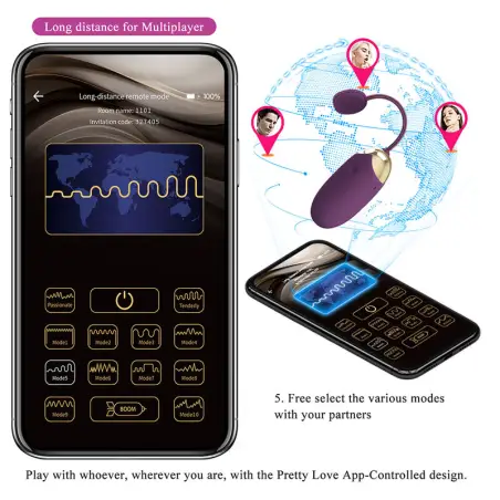 Klay Vibrador Huevo con Empuje APP Control Morado