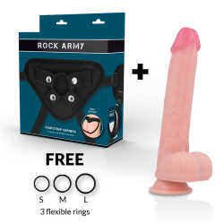 ROCKARMY - ARNÉS + LIQUID SILICONE DILDO PREMIUM KINGCOBRA 24 CM -O- 4.77 CM ROCK ARMY 2