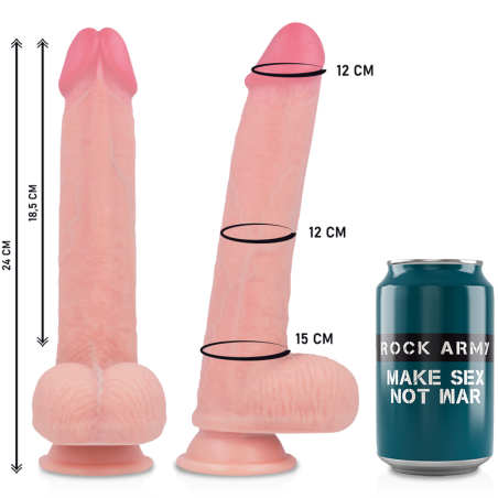 ROCKARMY - ARNÉS + LIQUID SILICONE DILDO PREMIUM KINGCOBRA 24 CM -O- 4.77 CM ROCK ARMY
