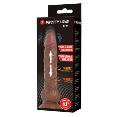 Eren Dildo Vibrador con Empuje 20,5 cm Ø 4,5 cm Marrón